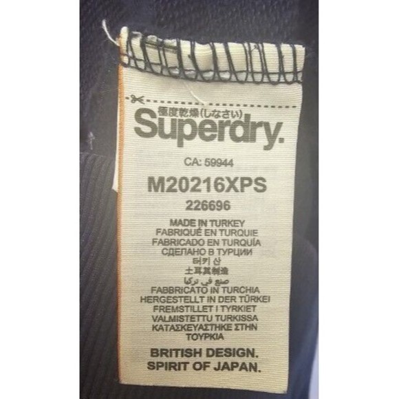 Superdry Hoodie Mens SZ M Blue Logo Pullover Long Sleeve Fleece Sweatshirt - Picture 6 of 7